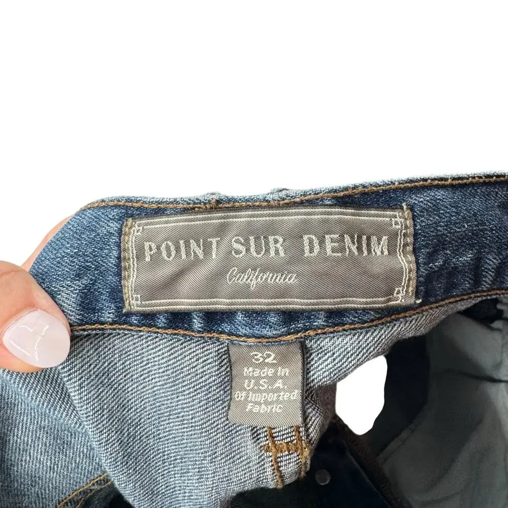 Point Sur J. Crew Distressed Exposed Button Fly Medium Wash High Rise Jeans